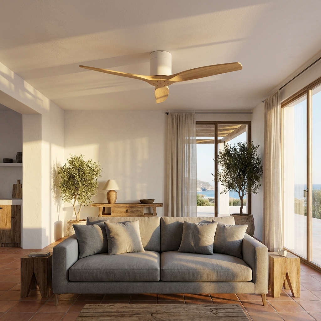 Ventilador de techo en salón moderno